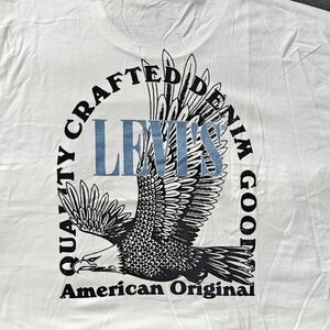 Levi's White Tee with Black and Blue Eagle Design
